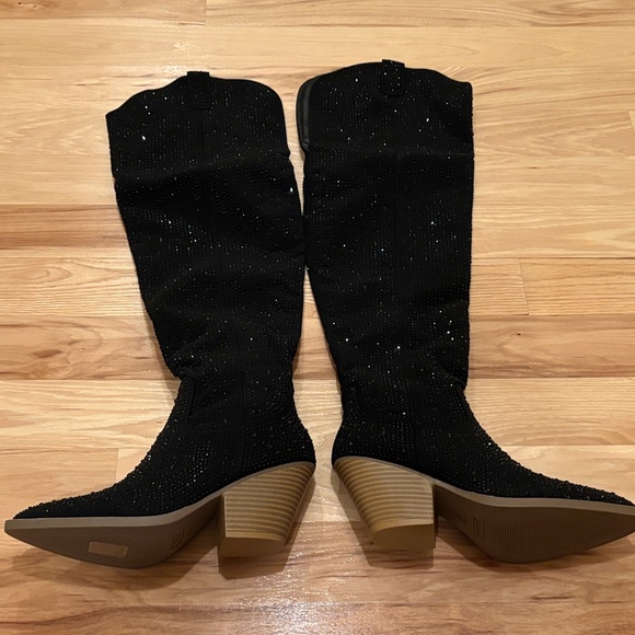 Elegant Black Over the Knee Boots NWOT - Picture 2 of 5